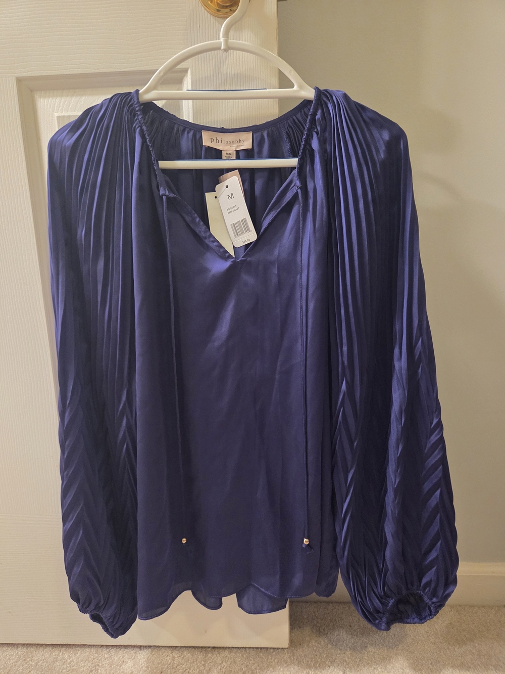 philosophy Woman Deep Purple Satin Peasant Blouse